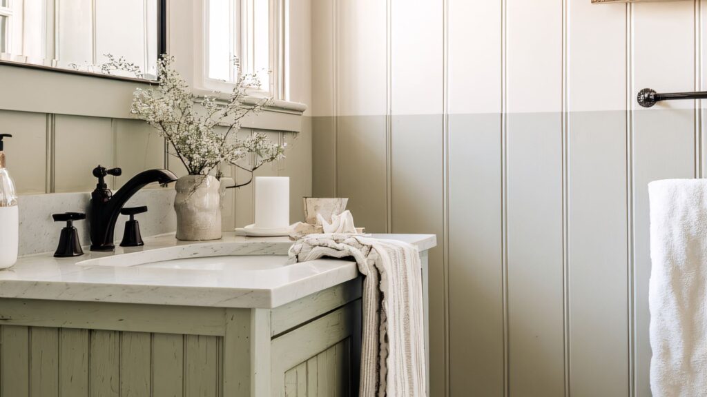 Wainscoting bathroom vanity